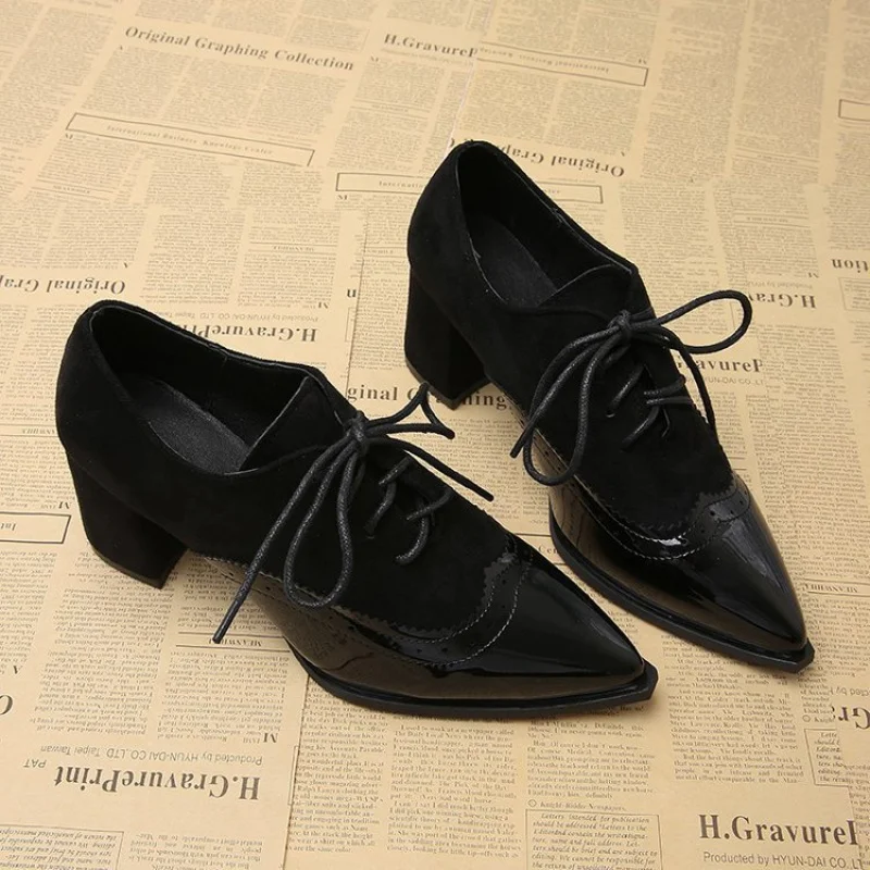 Vino rosso stringate donna décolleté scarpe con tacco punta a punta ufficio conciso donna tacchi fiore soletta scarpe di grandi dimensioni 42