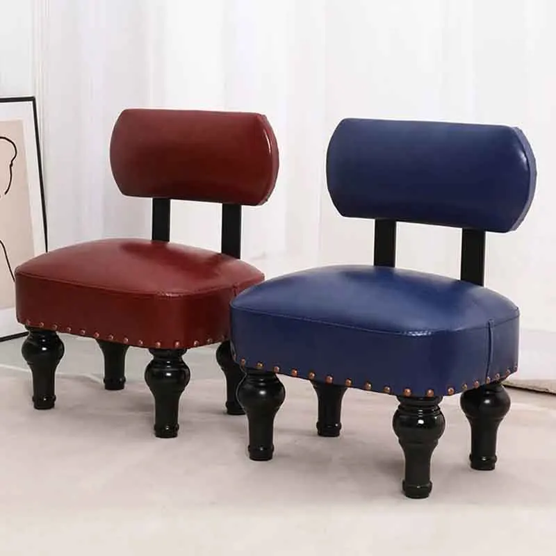 

Leather Small Stool, Porch Shoe Changing Stool, Living Room Sofa Footstool, Backrest Low Stool, Nordic Furniture, Mobile Seat