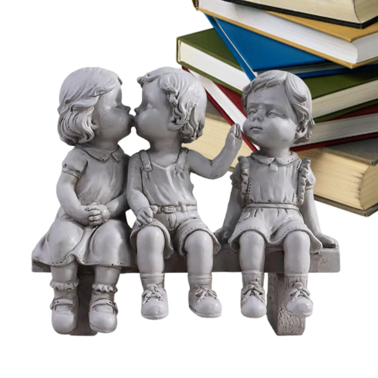 

First Kiss Garden Statue Decorative Puppy Love Garden Sculpture Weatherproof Home Cute Miniature Figurine for Friends Families