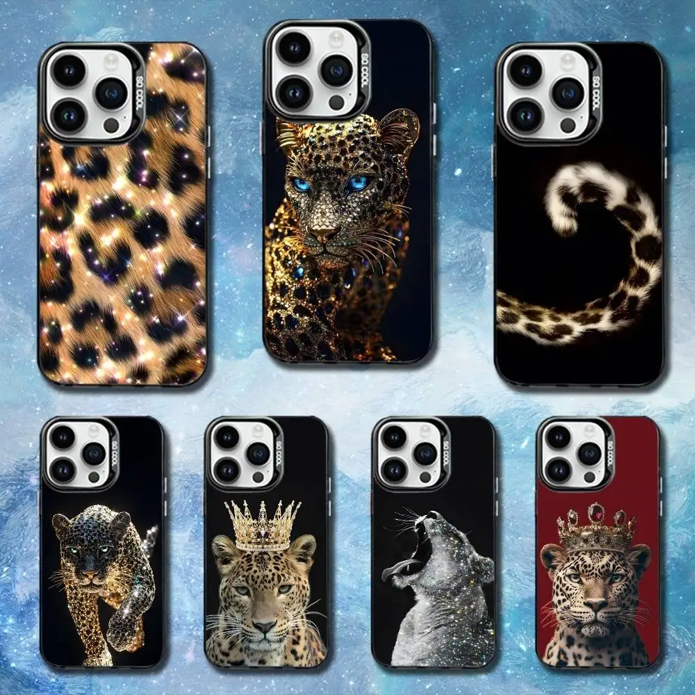 

Luxury Fashion leopard Print Phone Case For iPhone 11,12,13,16,14,15,Mini,Pro,XS,MAX Black Matte Shockproof Cover