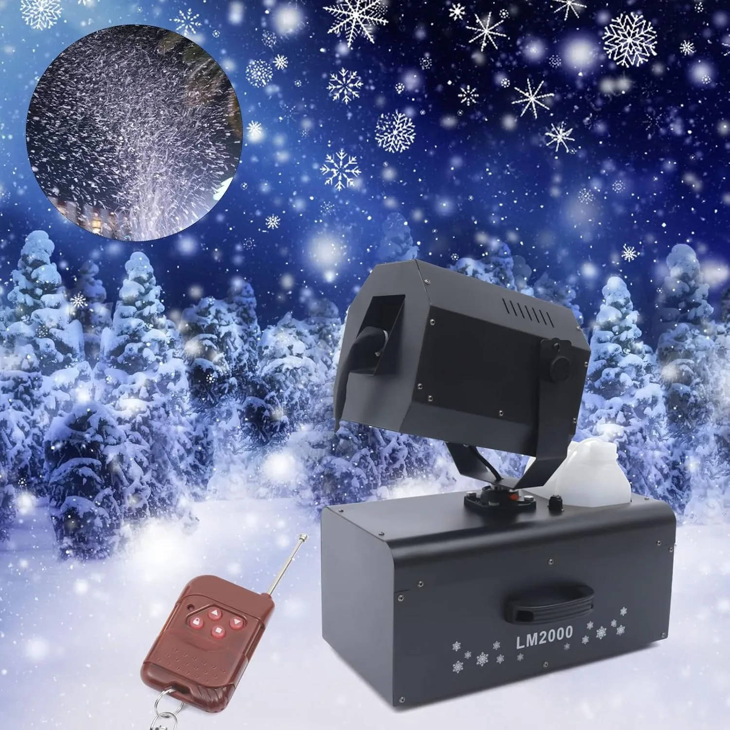 2000W Artificial Snow Making Machine with Remote Control Stage Snowflake Maker for Outdoors Indoor Wedding Christmas Party