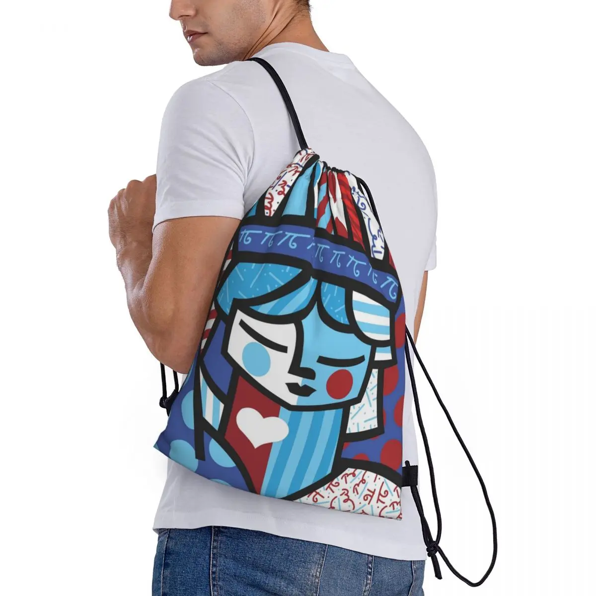 Bolsa com cordão com logotipo padrão personalizado Britto Anime Mochila de viagem Bolsa de armazenamento para estudantes Bolsa escolar   