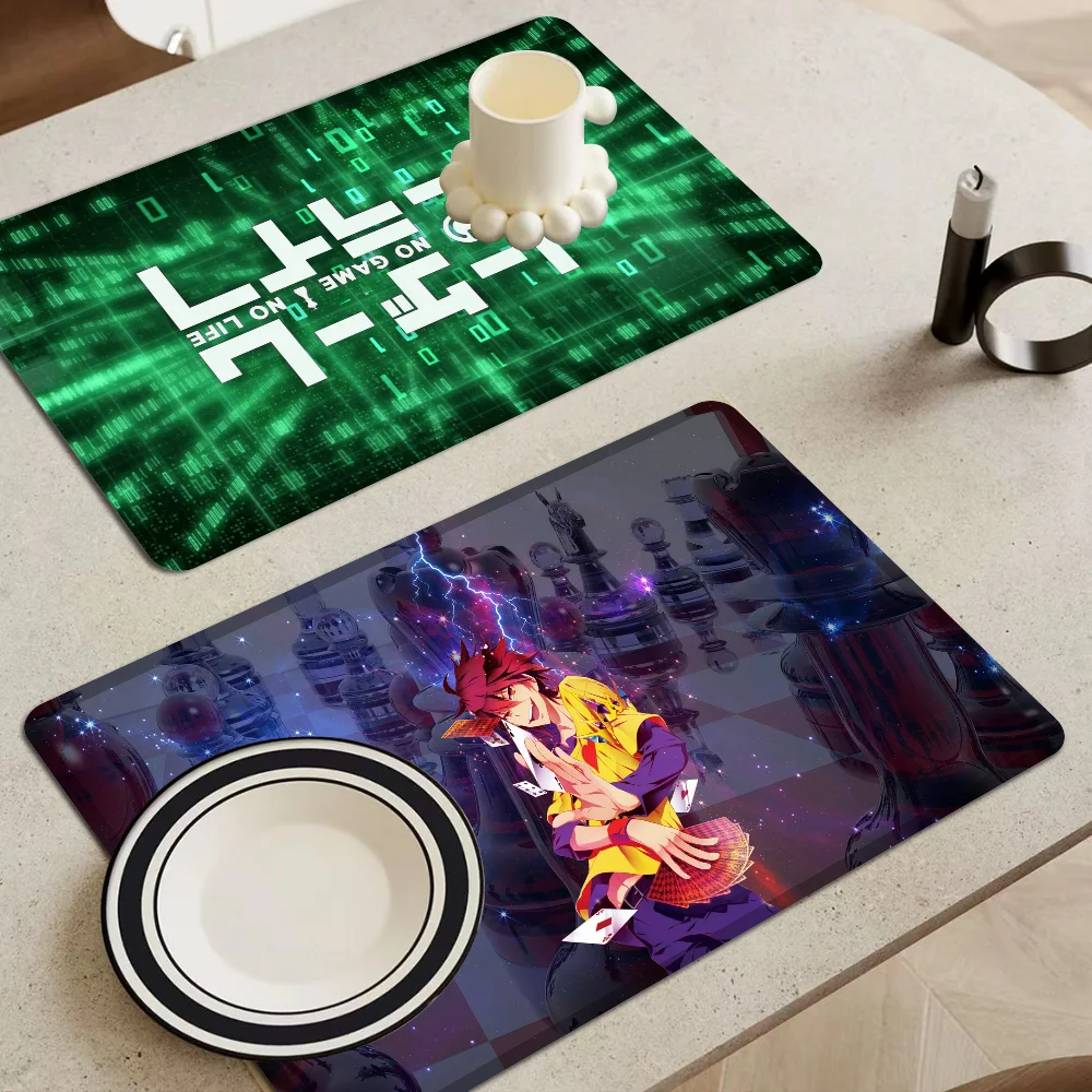 

No Game No Life Super Absorbent Coffee Mat Dish Draining Mat Large Kitchen Drying Mat Quick Dry Bathroom Drain Pad Kitchen