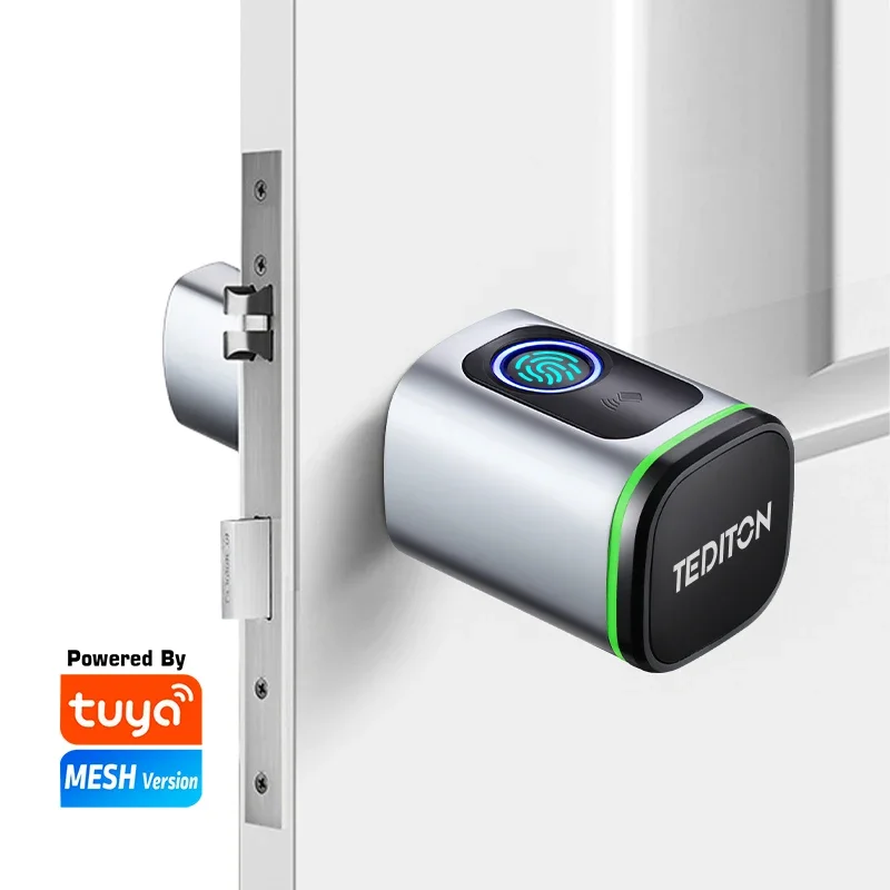 Tediton Cerradura Wifi Tuya Wifi Portable Intelligent Biometric Fingerprint Cylinder Lock Tuya Digital Smart Lock