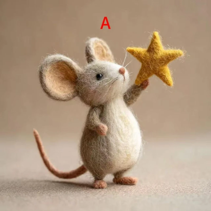 

Craft Needle Felting Supply Starry Night Felt Mice Cute Mouse Figurine Gifts Mouse Collectible Handmade