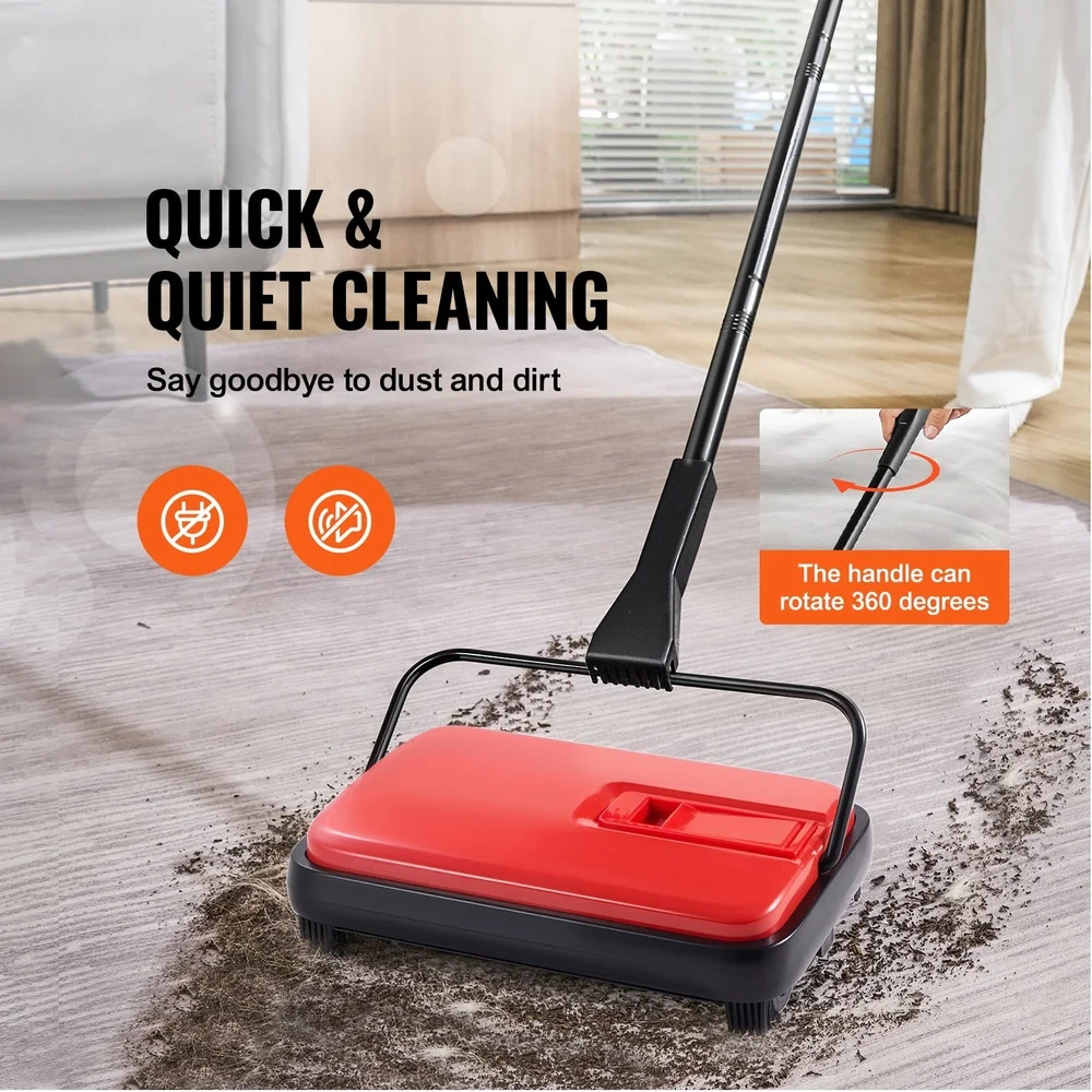 Manual Carpet Sweeper with 300ml Dust Bin Effortless Cleaning Compact Design Ideal Home Office Quick Dirt Removal