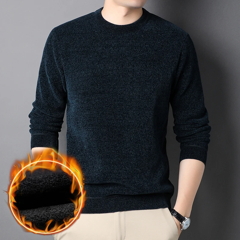 

Брендовая одежда, зимний мужской теплый флисовый свитер с круглым вырезом, повседневная толстовка с капюшоном, внутренние пуловеры, толстое термобелье для улицы, свитер