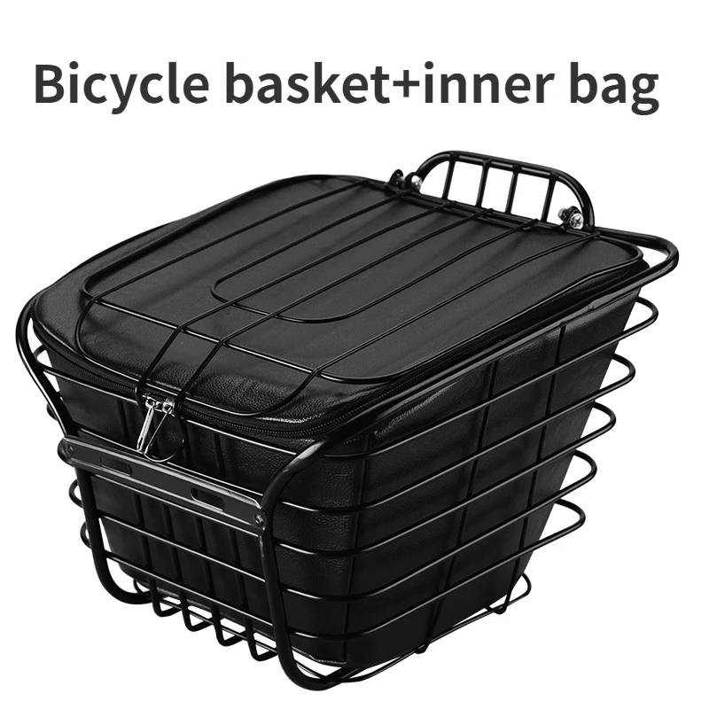 Bicycle Basket with Lid Electric Bike Storage Basket with Waterproof and Dustproof Lining Bag Can Carry Pets