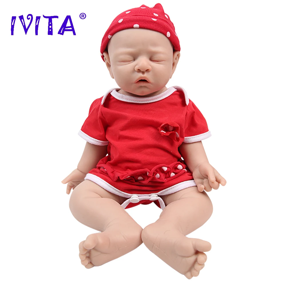 IVITA-Full Body Silicone Reborn Baby Doll, Bonecas Realistas, Brinquedos de Bebê Sem Pintar com Roupas, Presente Infantil, WG1528, 43cm