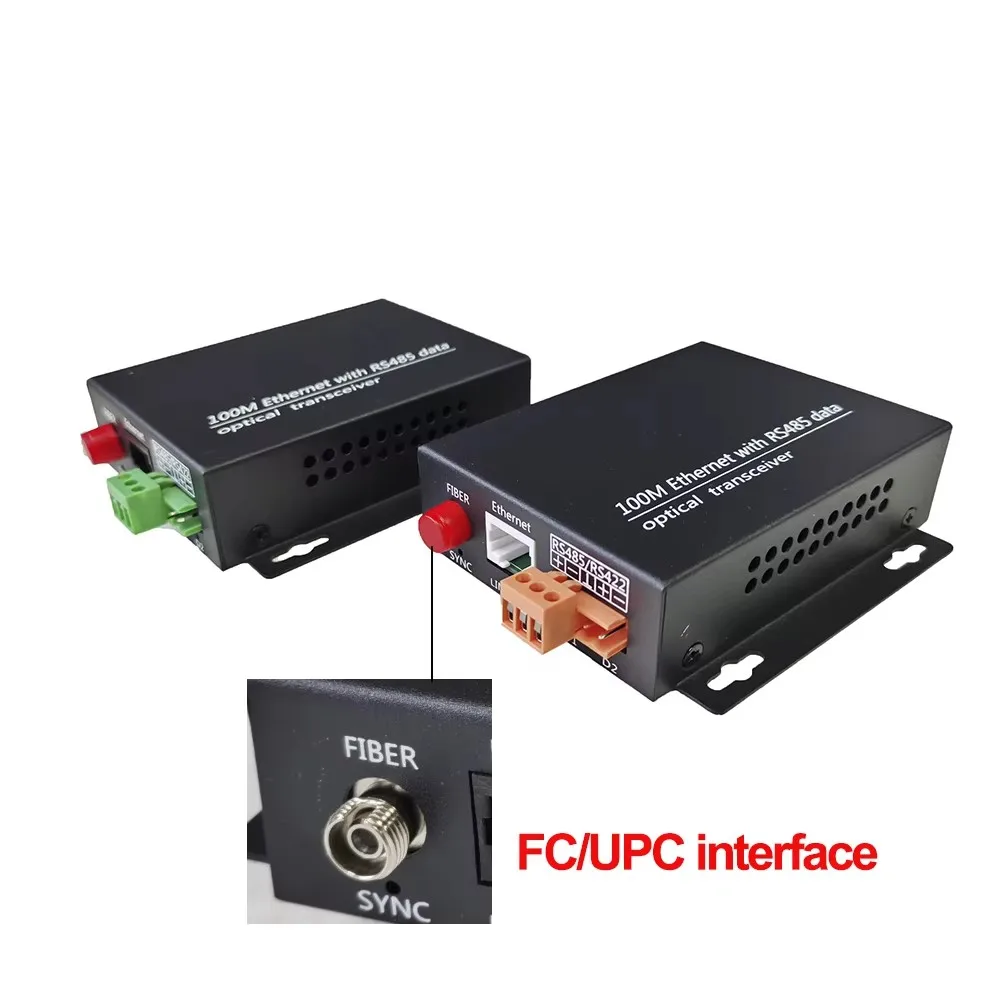 Convertidor de medios Ethernet sobre fibra de 100Mbps de datos 485 dúplex completo de 1 canal, FC/UPC 20KM 12V