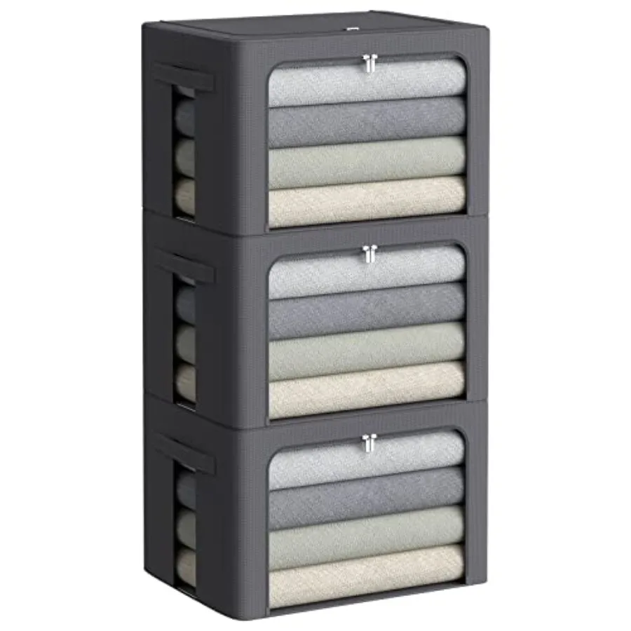 

Набор из 3 складных органайзеров для одежды – контейнеры для хранения одежды с окном и ручкой, складные, из ткани Оксфорд