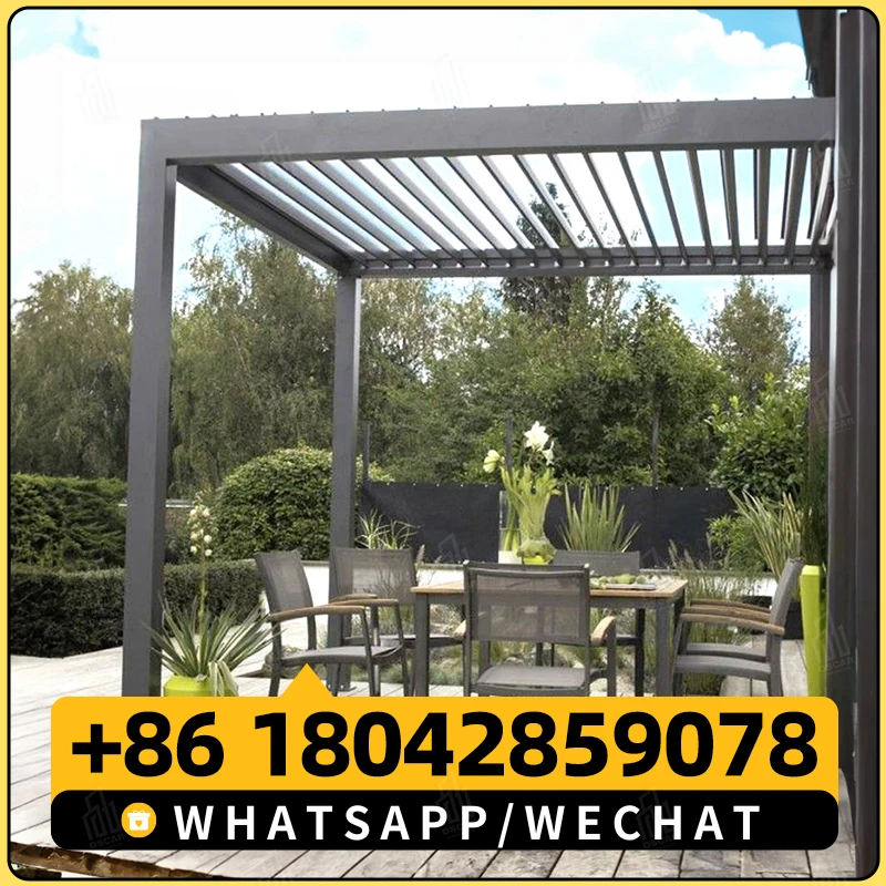 Robuster Luxus-Garten-Terrassenpavillon aus Aluminium mit wasserdichtem Lamellendach und optionaler Bildschirm für Terrassenbalkonanwendungen