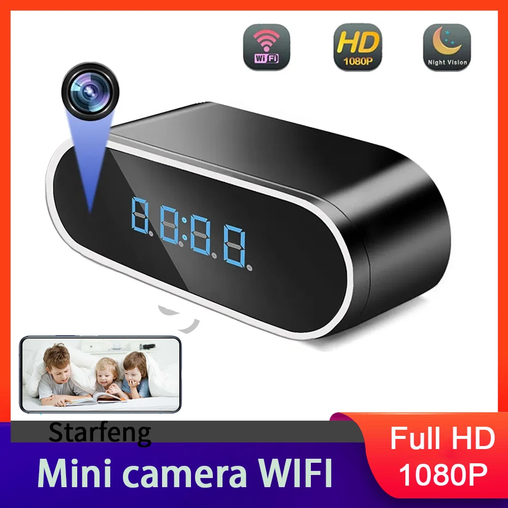 Newly Upgrade Clock HD 1080P Wifi Camera Night Vision IR View DVR Camcorder Camera Mini Wireless Home Surveillance Monitor Video
