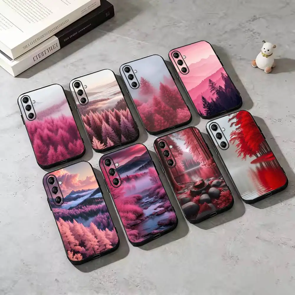 

Dreamy Mountain Forest Phone Case For Samsung Galaxy A73,A72,A71,A70,A53,A52,A51,Others Soft Black Cover