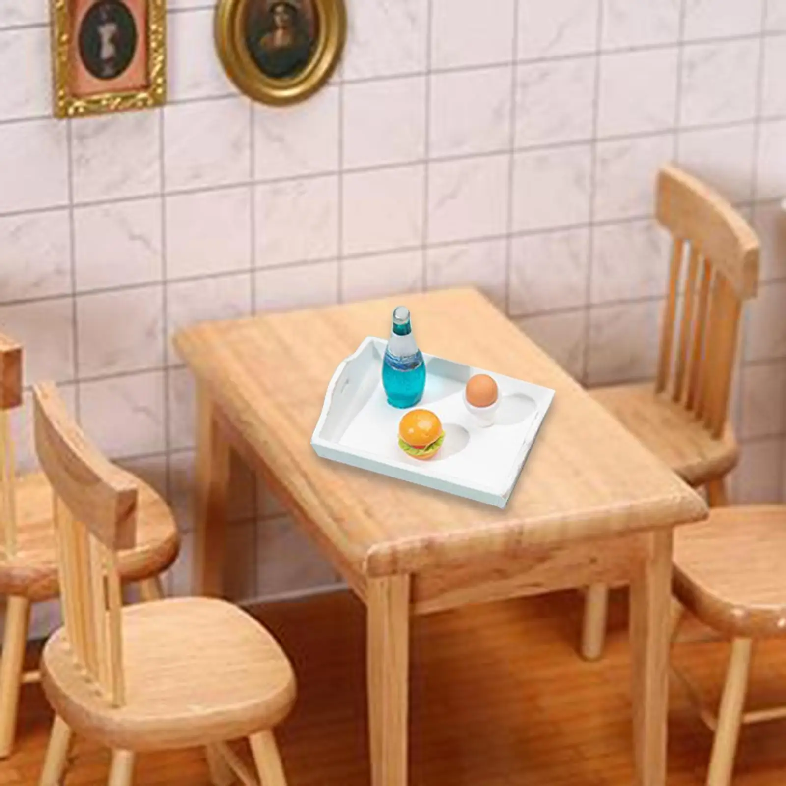 Bandeja de servir para casa de boneca em escala 1/12, conjunto de cozinha para casa de bonecas, brinquedo de simulação