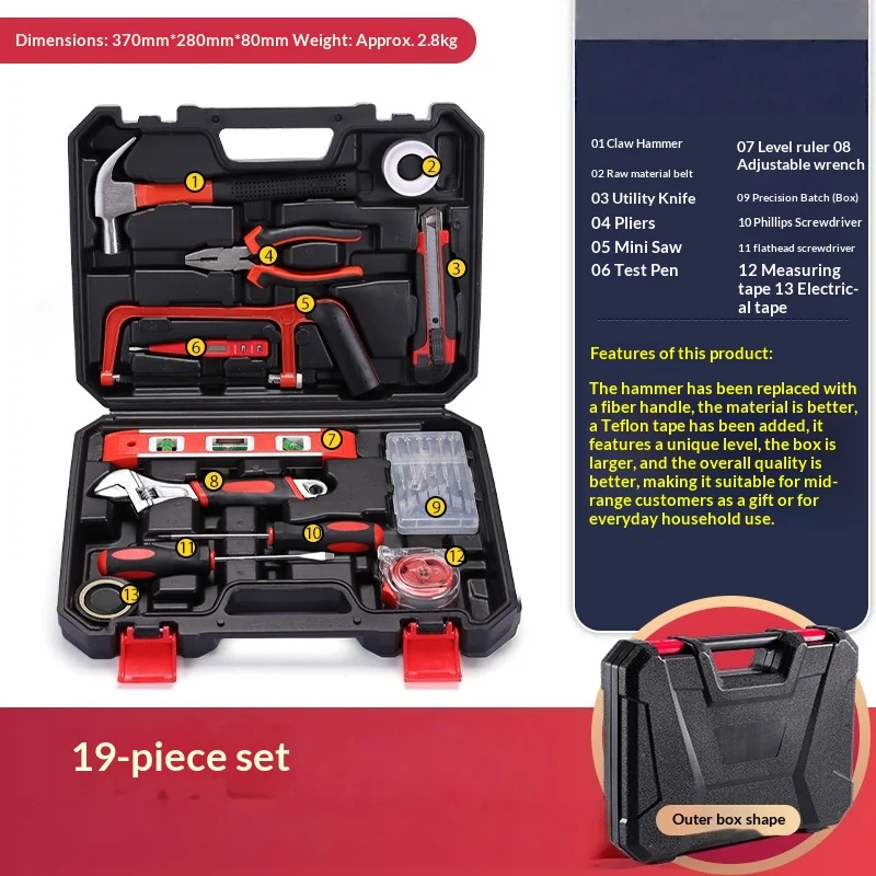 Huishoudelijke gereedschapsset, combinatie handgereedschap, reparatiegereedschap, elektricienstools, Sheik Mainland stopcontactset, zeskantmoersleutelset, handige gereedschappen, gereedschap
