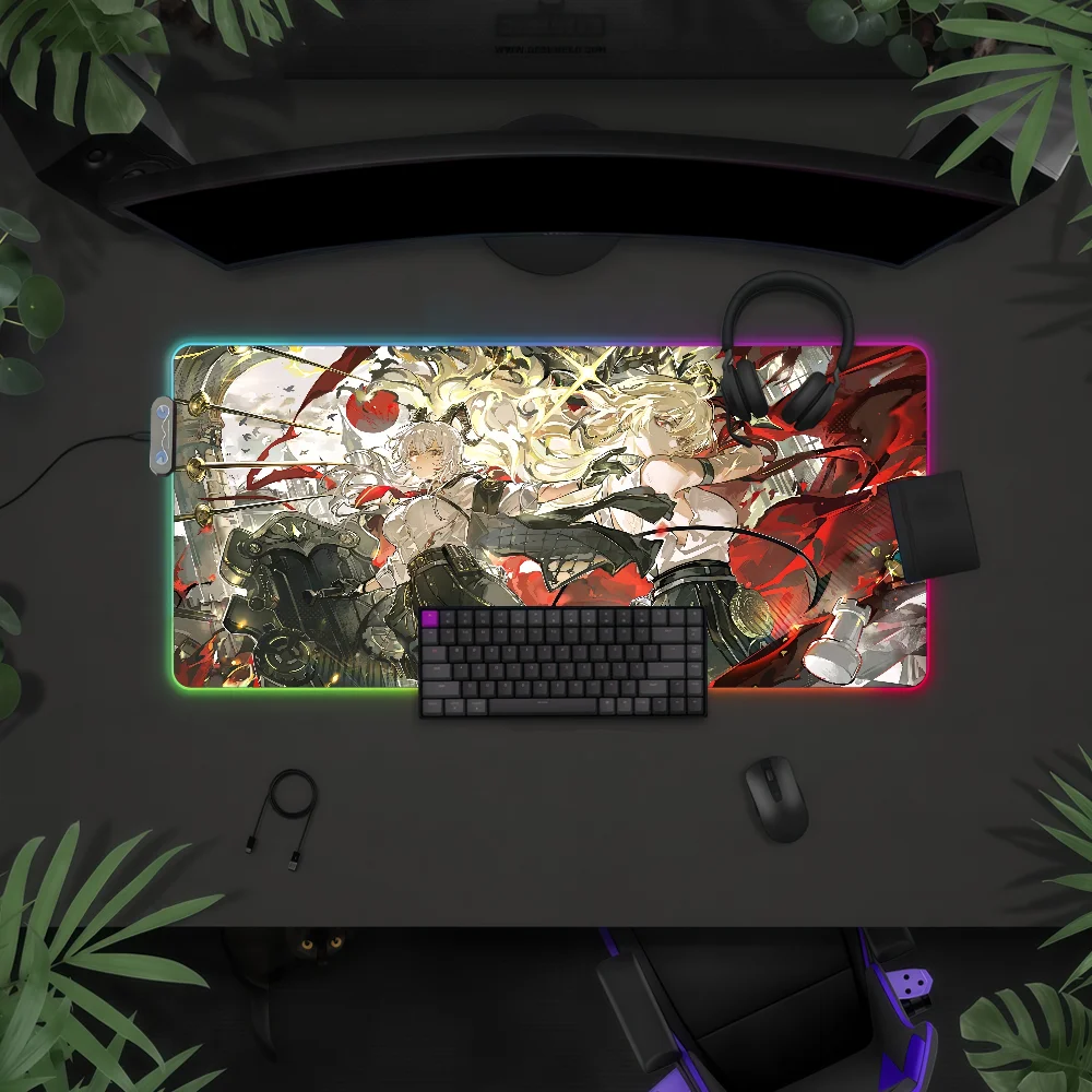Game Wuthering Waves Zani Mouse Pad RGB LED Light Colorful Game Keyboard Non-slip Cover Desk-mat Surface Waterproof