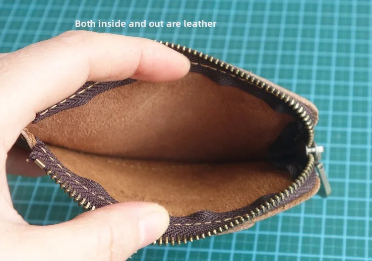 Portafoglio in pelle ultrasottile Porta carte con cintura in pura pelle di vitello Porta carte da uomo portatile con cerniera retrò Licenza di guida Full Genuine L...