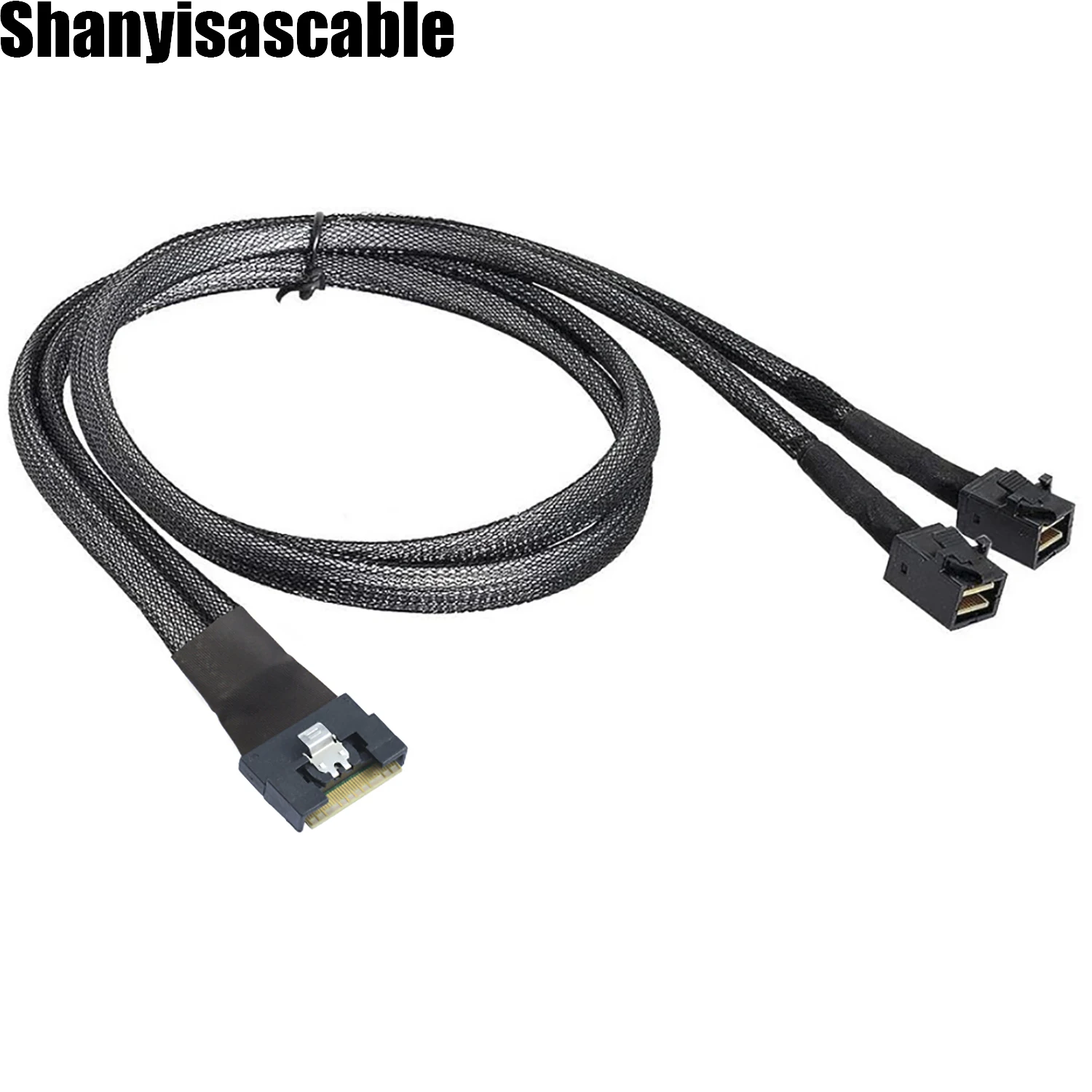 0.8M PCI-E Ultraport Slimline SAS Slim 4.0 SFF-8654 8i 74pin to Dual SFF-8643 4i Mini SAS HD Cable PCI-Express