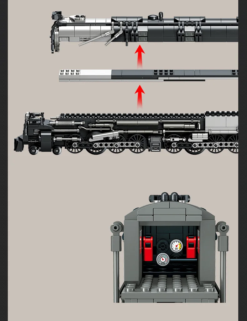 Kreative Bausteine für Stadtbahn-Konstruktion, Retro-Dampfzug-Station, STEM-Lernspielzeug-Kollektion als Geschenk – Detail 7
