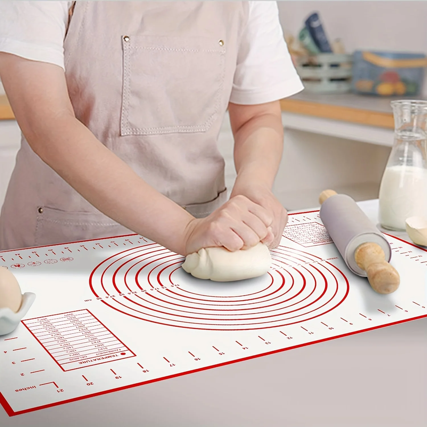 Silicone Baking Mat with Measurement Non Stick Non Slip Dough Rolling Fondant Pastry Mat Pie Crust Pizza Cookies Baking Tools