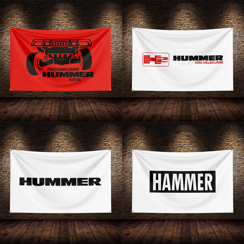 3x5 Ft H-Hummers  Racing  Flag Polyester Printed Cars Flags for Room Garage Decor