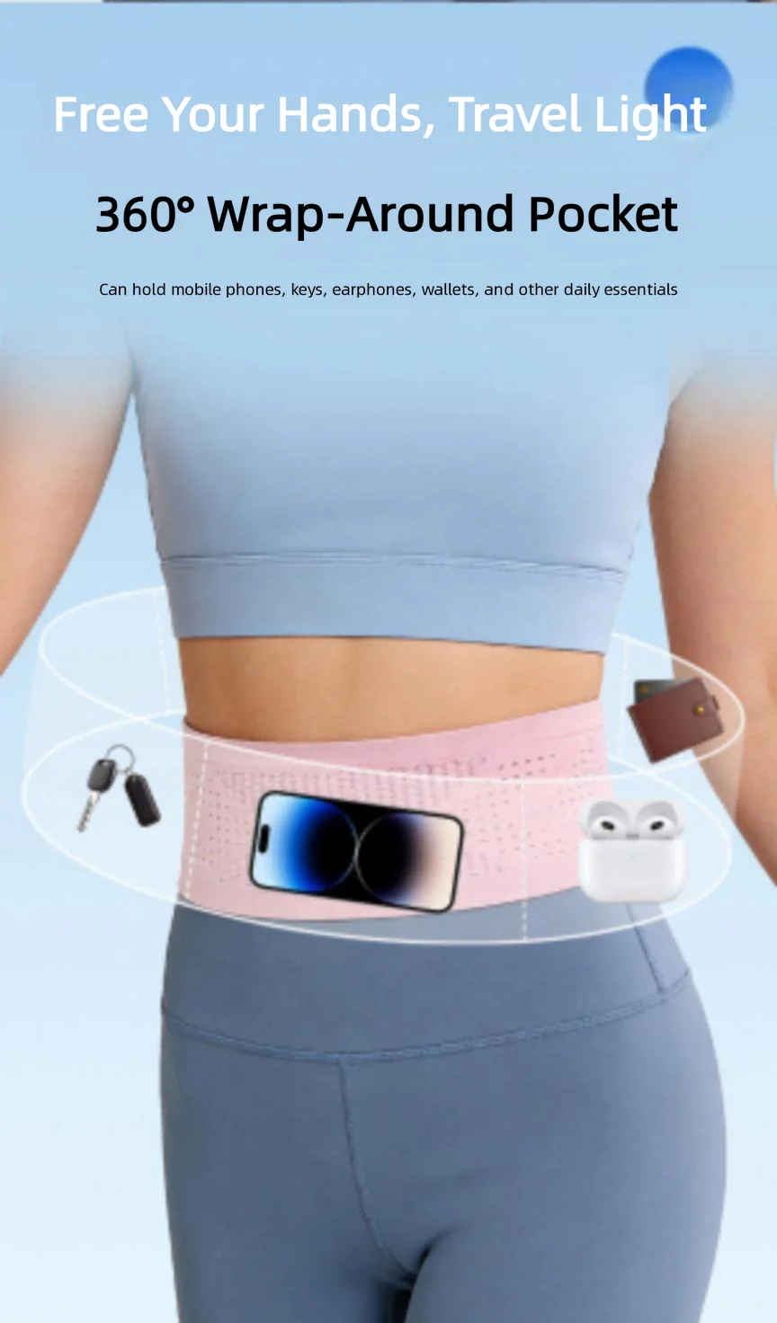 Sports Waist Bag Seamless Invisible Elastic Multifunction Phone Fitness Running Lightweight Breathable Belt Bag Pocket