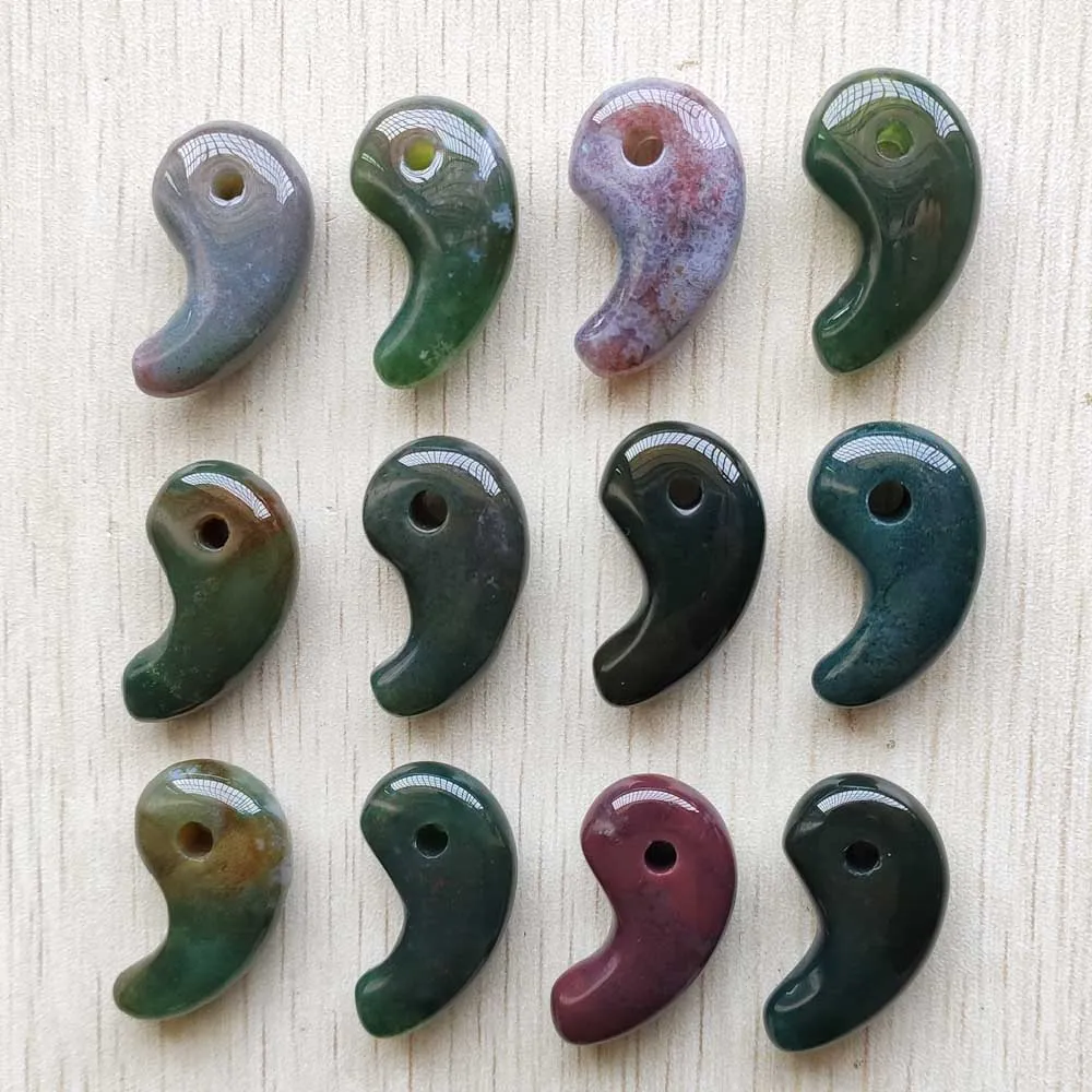 Fashion good quality natural india agate magatama charms pendants for jewelry marking  free shipping Wholesale 12pcs/lot