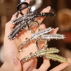 Elegant Metal Crystal Hair Claw Clip For Women Ear Of Wheat  Type Hair Clips Large Shark Clip Accessories Korea Ponytail Holders