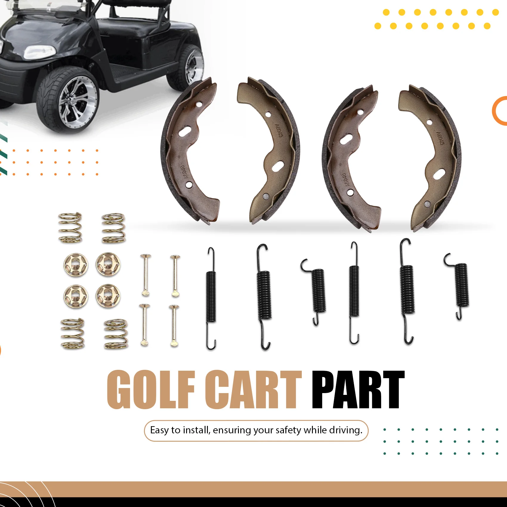 

TURE Golf Cart Brake Shoes And Spring Kit Assembly For EZGO, Golf Cart Brakes Shoes Pads 27944G01 27943G01 70795G01