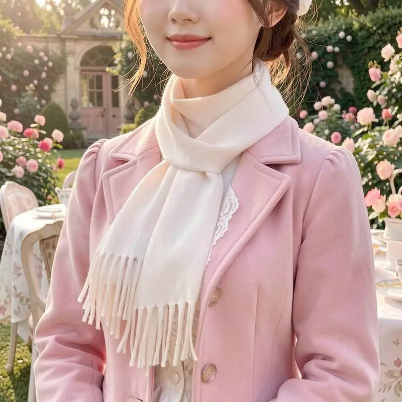 scarf one size fleece polar fleece wide for travelling neck scarf tassel compact thick gradient for daily use tube scarf