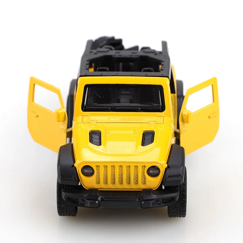 (Bagged) 1/43 nieuwe Jeep Rubicon converteerbare off-road pullback-auto, gegoten metaal, drie deuren te openen, jongensspeelgoed, zakspeelgoed