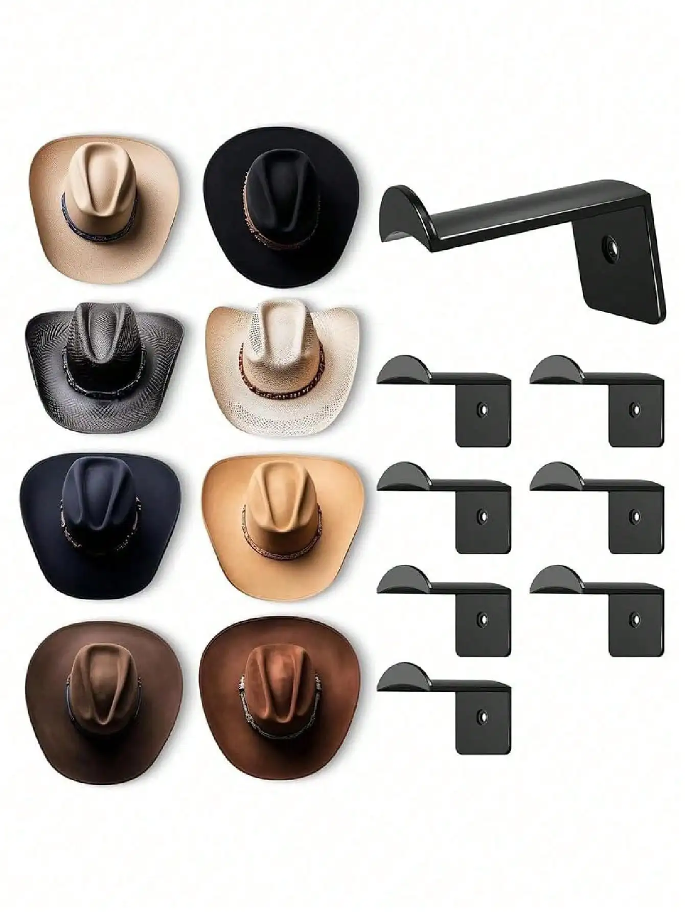 

3pcs Western Style Cowboy Hat Hooks, Wall Mounted Hat Racks, Strong Adhesive Hat Holders, Decorative Hooks For Baseball Caps, Beanies, Berets, Cowboy Hats, Western Decor, 1 Set