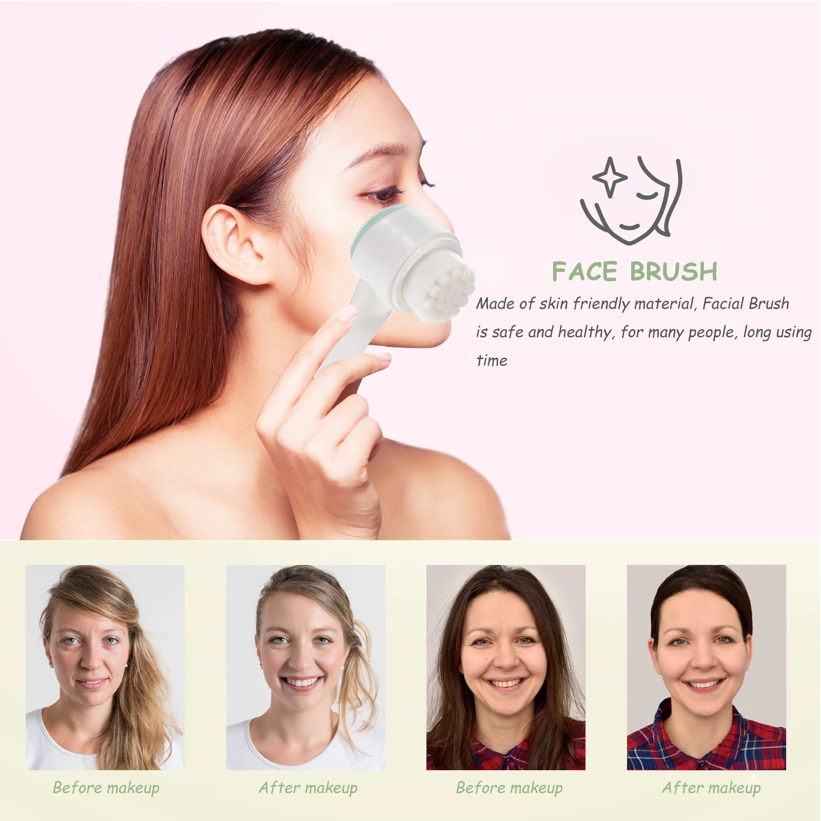 1 Uds cepillo Facial de doble cara cepillo de limpieza Facial Manual Material suave exfoliante lateral para exfoliación herramienta cómoda para el cuidado de la piel