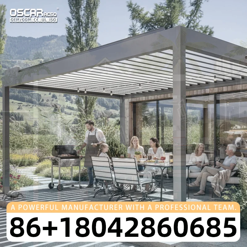 Motorized Aluminum Louvre Electric Roof Kits for Balcony Patio Outdoor Use pergola