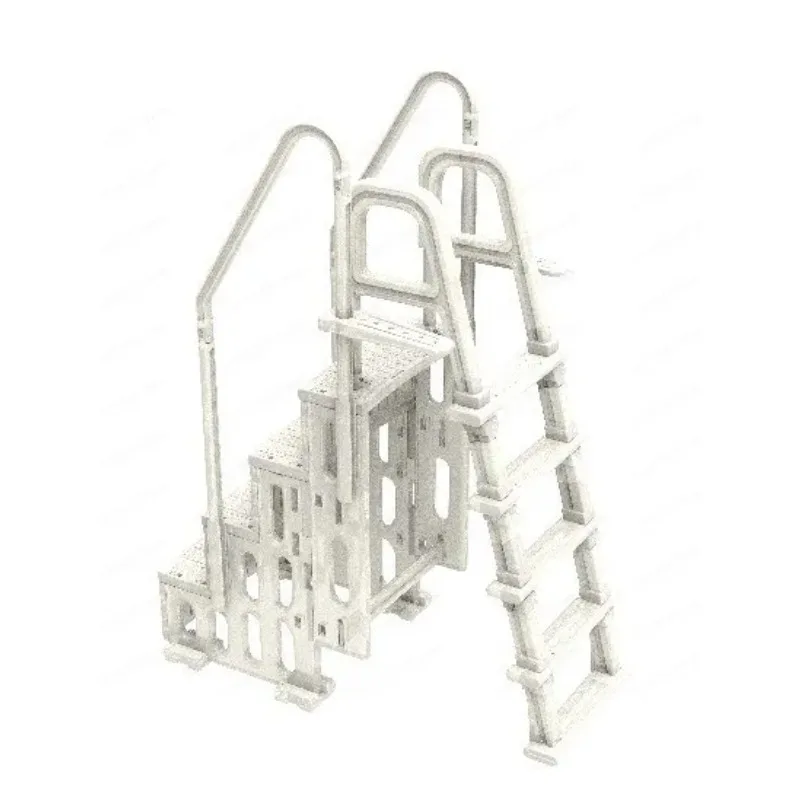4‑Steps Stainless Steel Pool Ladder with Pedals Summer Ground Spa Swimming Pool Accessory