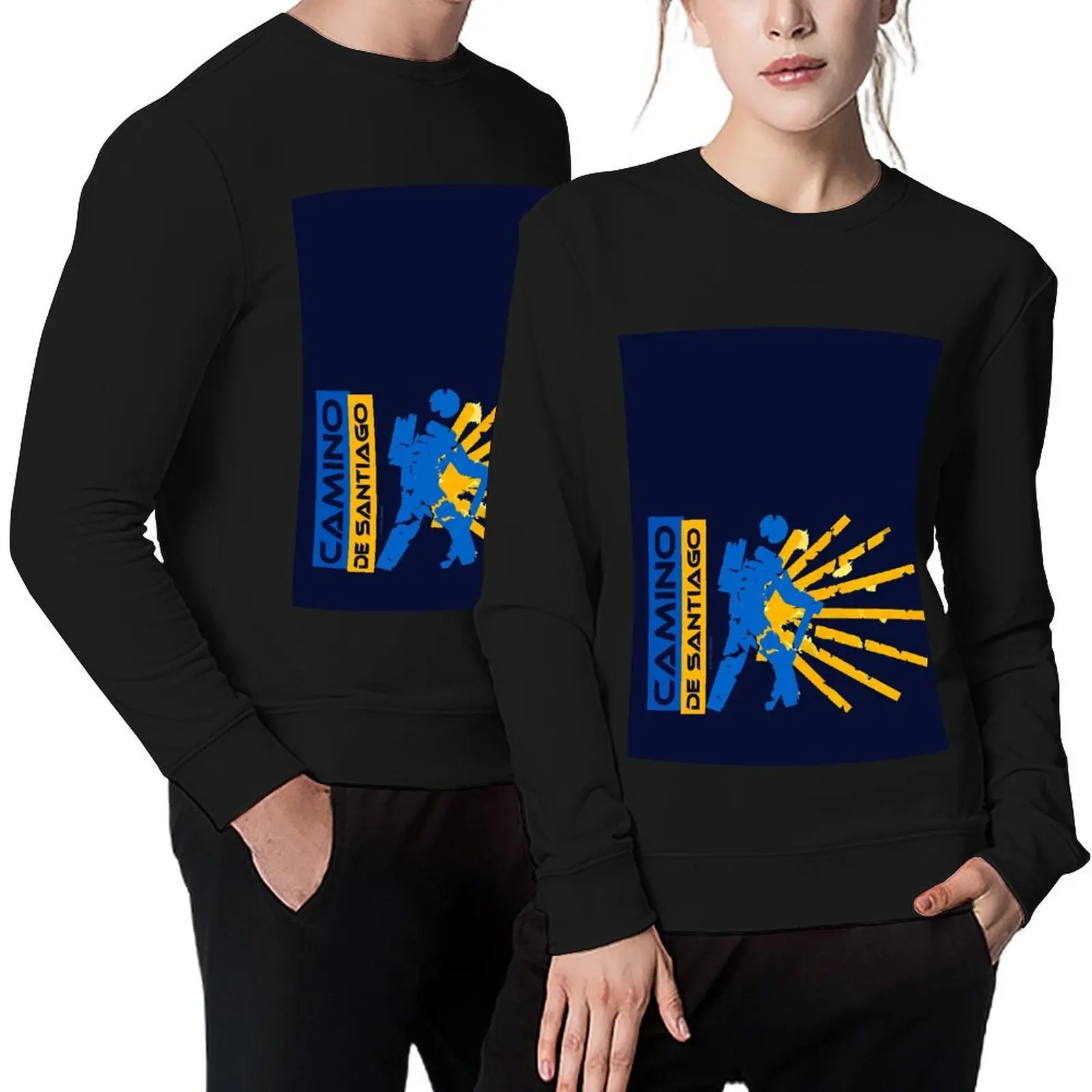 

Camino de Santiago. Way of St. James. Hiking logo. Pullover men's clothing blouse anime clothing korean clothes men's sweatshirt