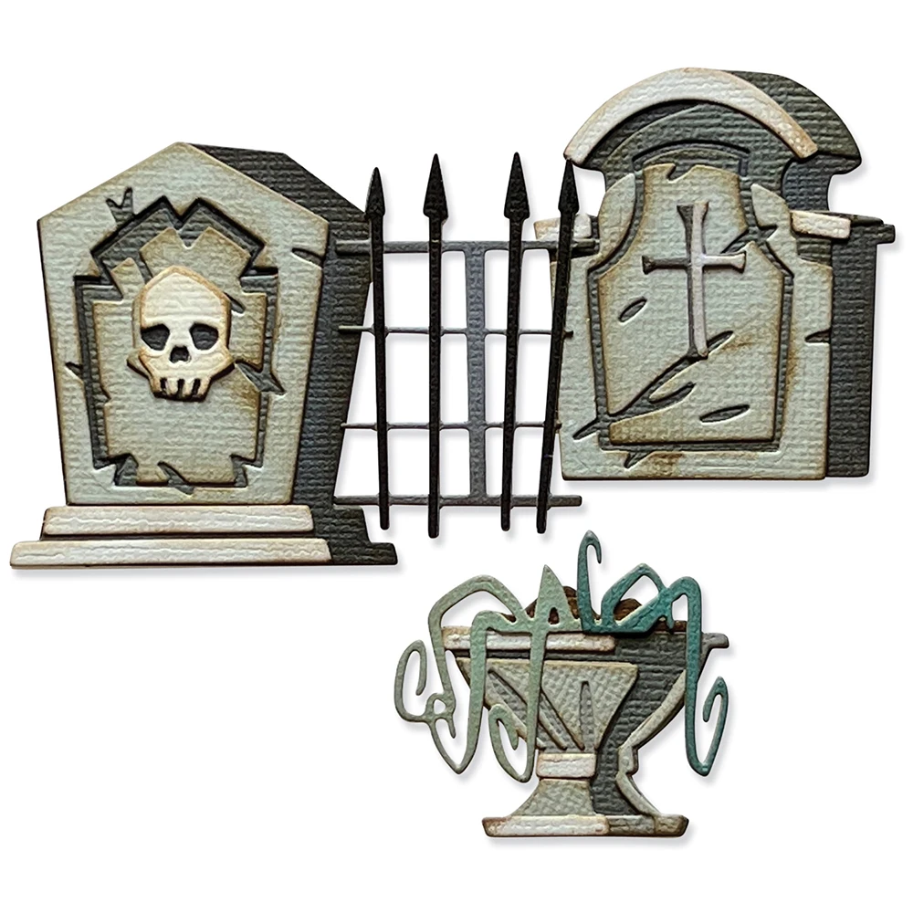 

Halloween Gravestones Iron Fence Metal Cutting Dies Crafts Album Photo Card Making Scrapbooking DIY Stencil New 2023