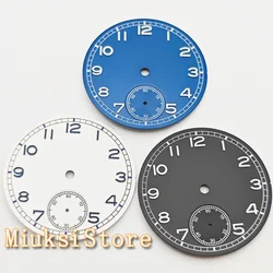 6498 Dial 37mm Black White Blue Watch Dial Green Luminous Fit ETA 6498 Seagull ST3620 Series Movement