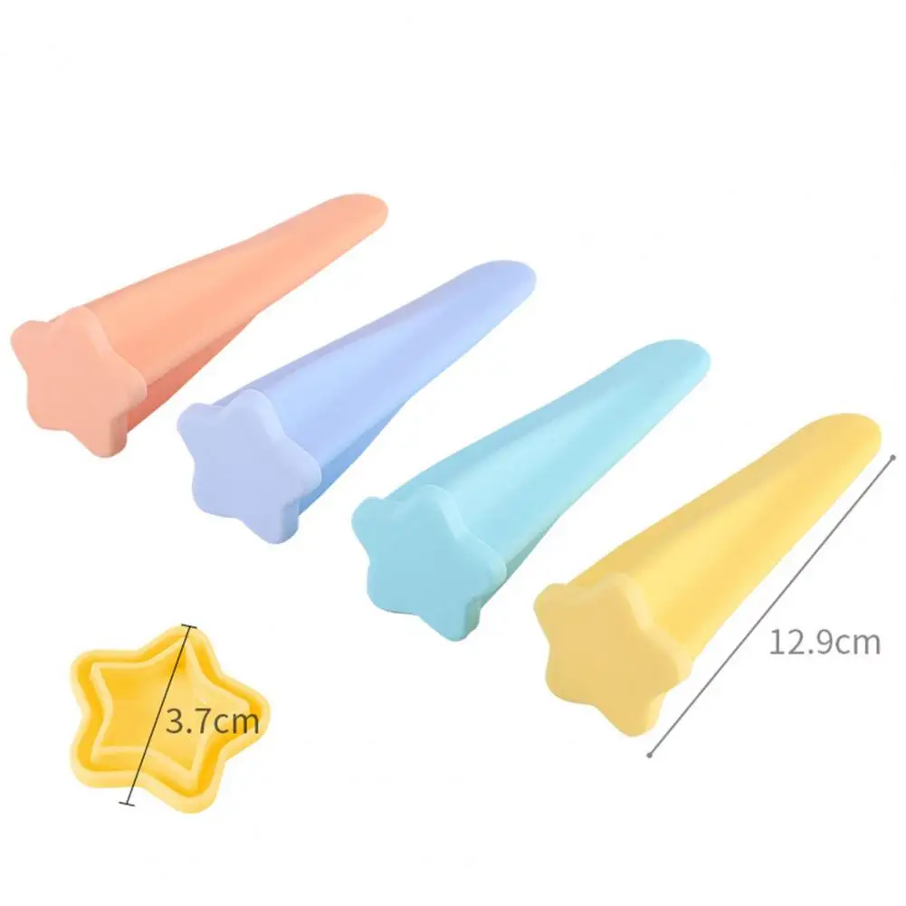 4Pcs/Set Ice Cream Mold Five-pointed Star Shape Exquisite Workmanship DIY Tool Creative Silicone Ice Lolly Mold for Home