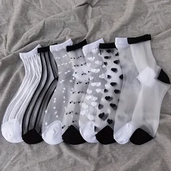 Women's Thin Transparent Casual Socks Comfy & Breathable High Quality Lightweight Mid Tube Sock Kawaii Fashion Soft Sox Female