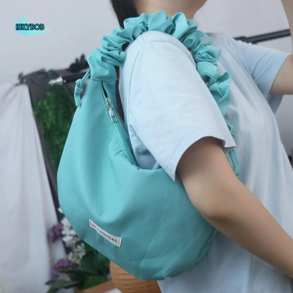 

Trendy Designer Pleated Shoulder Bag Solid Color Large Capacity Hobos Crossbody Bag Casual Leightweight Women's Tote Bag Female