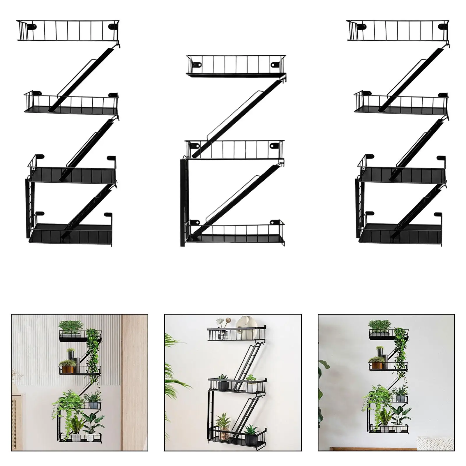 

Multifunction Modern Iron Art Wall Shelf Ladder Design Sundries Organizer for Indoor Outdoor Decoration