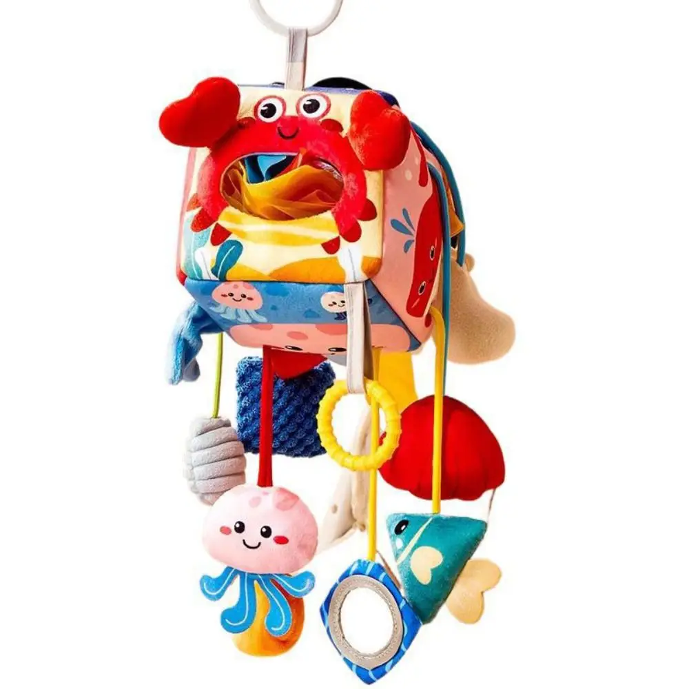 Hochets créatifs pour bébés animaux, miroir distorsion en forme de crabe, anneau de dentition sensoriel en peluche, confortable au toucher