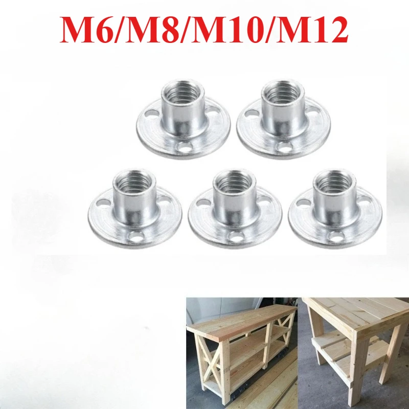 5-pz-giunto-flangiato-in-acciaio-al-carbonio-con-filettatura-m6-m8-m10-m12-zincato-con-dadi-di-bloccaggio-a-tre-fori-connettore-per-mobili-elementi-di-fissaggio