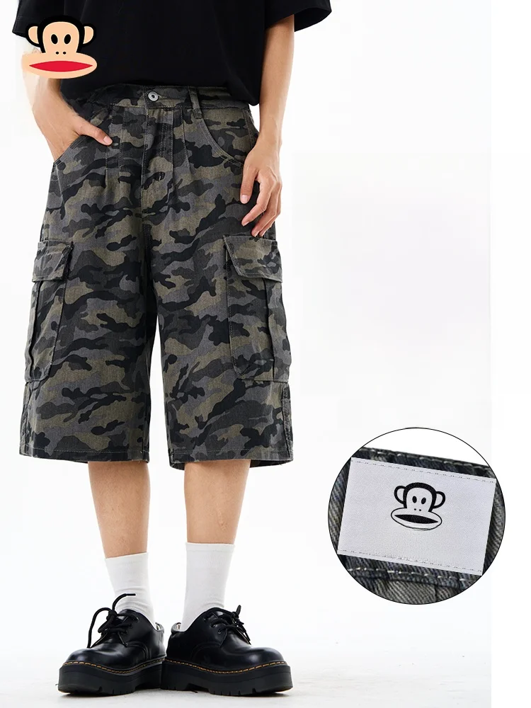 

PaulFrank Camouflage Loose Wide Leg Men's Summer Thin Casual orts Cargo Pants Breathable Comfortable Cotton Youth Sle