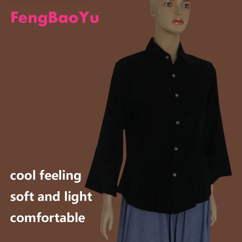 

Fengbaoyu High-quality Cotton Silk Lady's Long-sleeved Casual Blouse Cool And Comfortable Cotton Summer Sweat Absorption Clothes