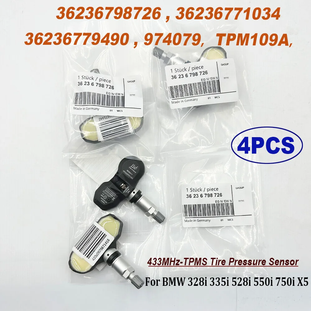 NEW 4PCS 36236798726 TPMS 433MHz Tire Pressure Monitor Sensor 36236779490 36236771034 TPM109A 974079 For B-MW 335i 528i 550i