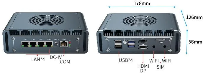 تصميم جديد كمبيوتر صغير بدون مروحة J4125 مع 4 نوى 4 خيوط DDR4 جدار الحماية كمبيوتر صغير متوفر في الاتحاد الأفريقي والولايات المتحدة CN الاتحاد الأوروبي المقابس #4