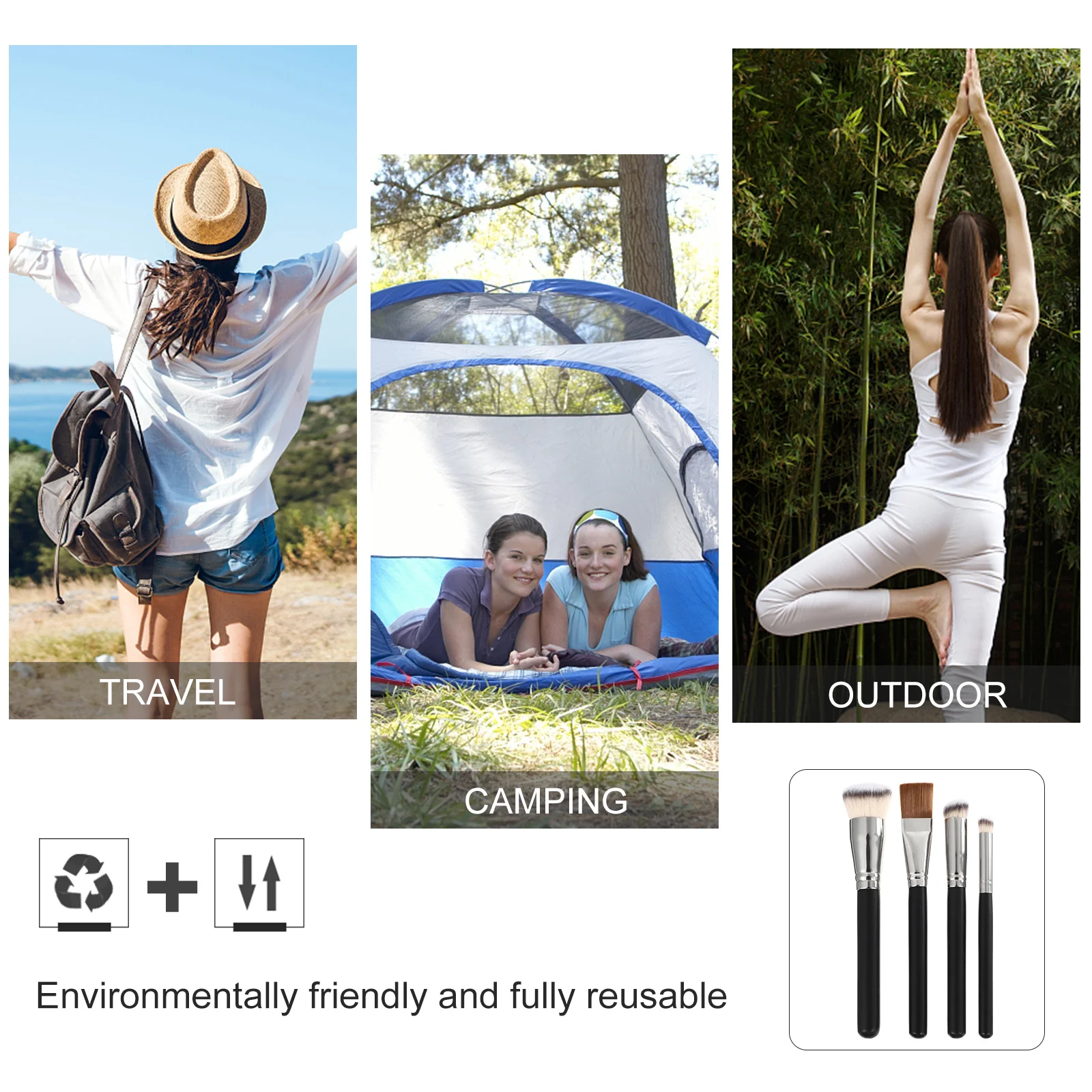 4Pcs Portable Makeup Brushes Foundation Concealer Tools Professional Utensils Skin Safe Soft Texture